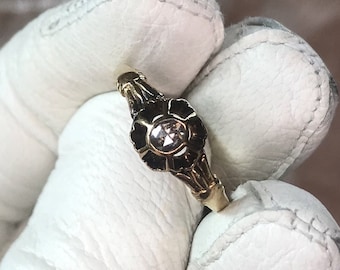 Antique Victorian Rose-cut Diamond Gold Ring, Old European Engagement Ring