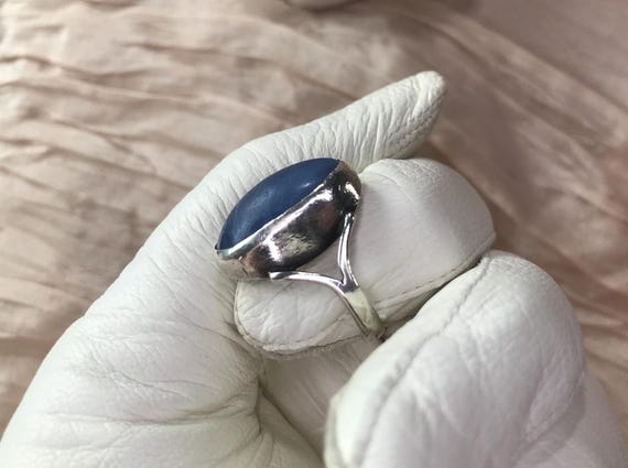 1960s silver statement ring with blue Bergslag st… - image 6
