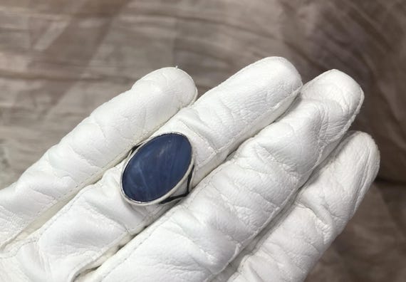 1960s silver statement ring with blue Bergslag st… - image 5