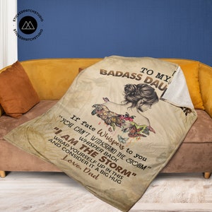 To My Badass Daughter Blanket From Dad, Blanket For Gift, Badass Daughter, Daughter Gift From Dad, Daughter Birthday, Family Throw Blanket image 2