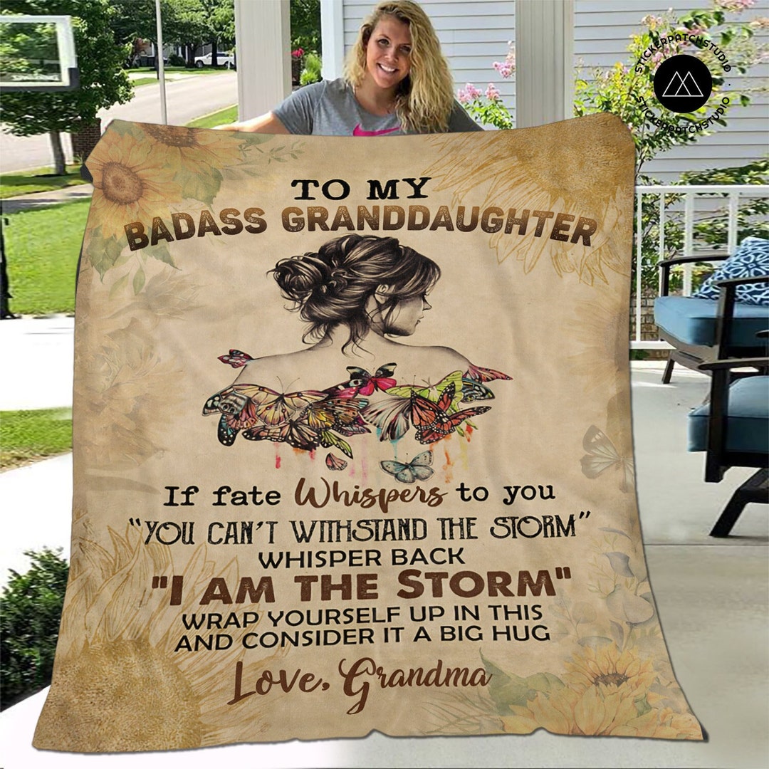 To My Badass Granddaughter, Personalized Blanket, Birthday Gift for