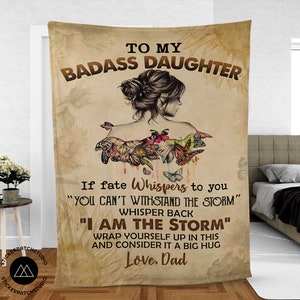 To My Badass Daughter Blanket From Dad, Blanket For Gift, Badass Daughter, Daughter Gift From Dad, Daughter Birthday, Family Throw Blanket image 7