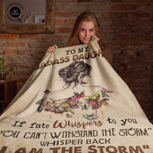 To My Badass Daughter Blanket From Dad, Blanket For Gift, Badass Daughter, Daughter Gift From Dad, Daughter Birthday, Family Throw Blanket image 3