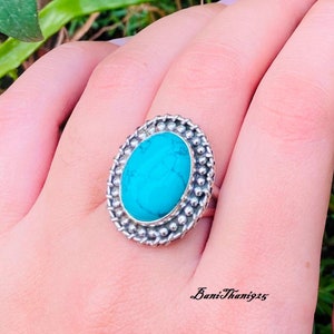 Natural Blue Turquoise Ring, 925 Sterling Silver Ring, Designer Ring, Unique Silver Ring, Women Silver Ring-Christmas Gift-Turquoise Jewelry