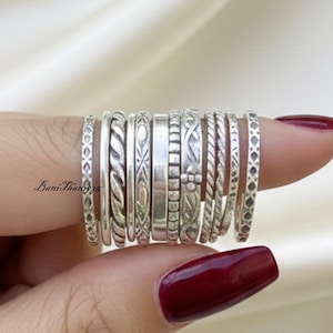 Sterling Silver Stacking Ring Set, Handmade Band