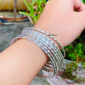 Handmade Sterling Silver Bangle Set - 7 Days Bracelet