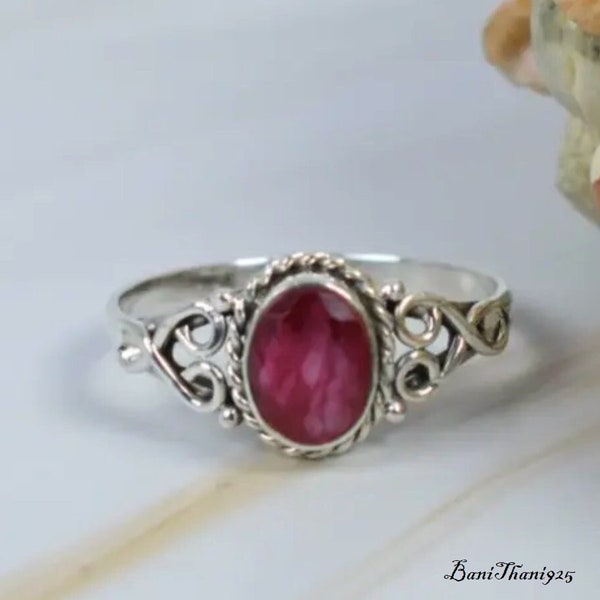 Beautiful Ruby Gemstone Ring, 925 Sterling Silver Ring, Handmade Ring, Bridal Ring, Statement Ring, Women Ring-Silver Jewelry-Christmas Gift