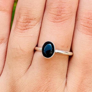 Handmade Black Onyx Ring: Minimalist 925 Sterling Silver