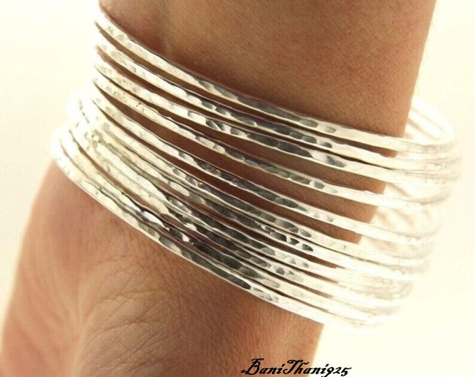 Sterling Silver Stackable Bangle Set - No Patina - Choose Your Size and ...