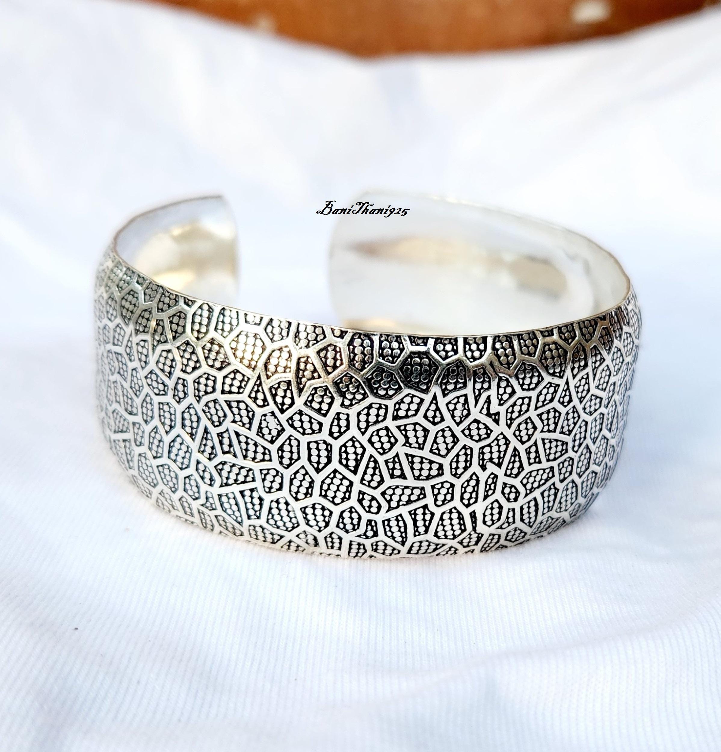 Bracelet Manchette (bangle) En Argent 950/1000 Signé HECHOEN Mexico - Poids 51g - Occasion Très Bon état