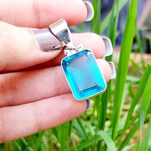 Blue Topaz Sterling Silver Pendant: Statement Jewelry Gift