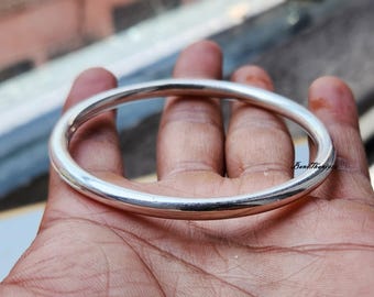 Thick Solid Silver Bracelet, 925 Sterling Silver Bangle, Chunky Bracelet-Statement Bangle-Stylish Bangle-Gift For Her, Simple Silver Bangle