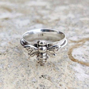 Honey Bee Spinner Ring: 925 Sterling Silver Boho Meditation Band