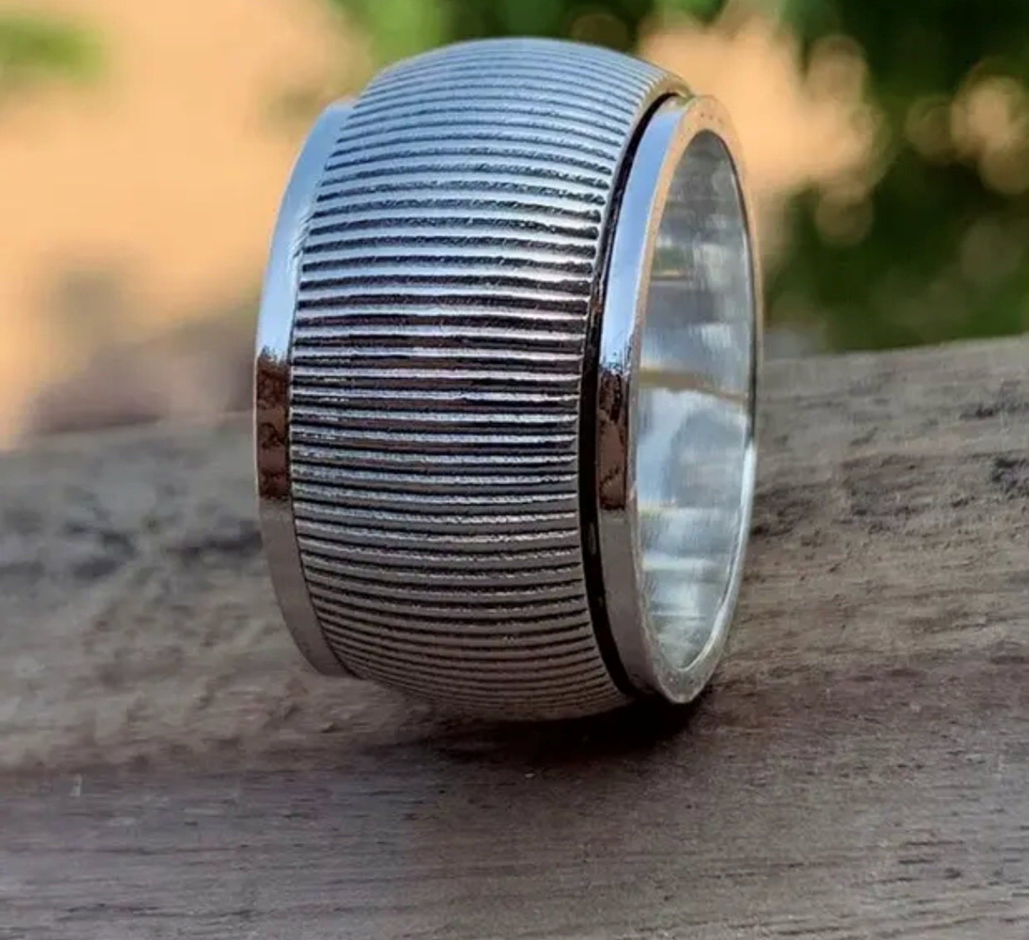 Thick Wide Band Sterling Silver Spinner Ring | Meditation Anxiety Ring ...