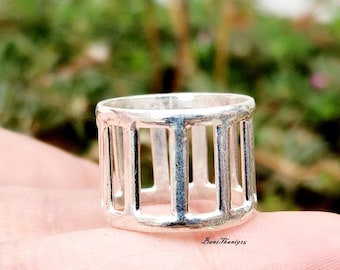 Anillo ancho de plata de ley hecho a mano: joyería llamativa