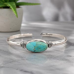 Silver Turquoise Bangle Small - Etsy