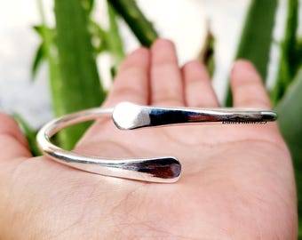 Handgemachte schwere Sterling Silber Manschette Armreif