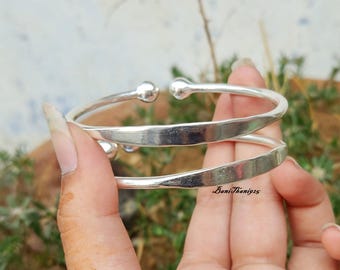 Vintage Mexico Thin Belt Buckle Bangle Bracelet 925 Sterling