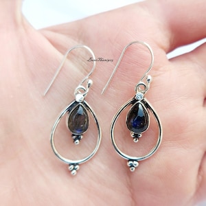 Handmade Labradorite Sterling Silver Earrings: Statement Jewelry