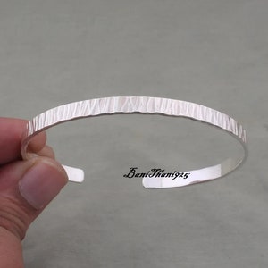 Handmade 925 Sterling Silver Bangle: Adjustable Boho Cuff