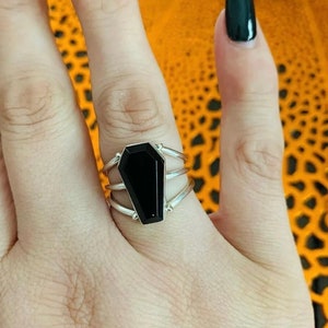 Black Onyx Coffin Ring: Solid 925 Sterling Silver Handmade Jewelry