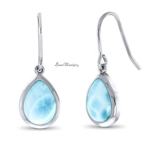 Natural Larimar Earrings, 925 Sterling Silver Earrings, Gemstone Earrings, Gift For Her, Christmas Gift, Handmade Earrings, Larimar Jewelry