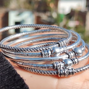 Sets Of 5 Bangles, 925 Sterling Silver Bangles, Women Gifts Bangles, Mexico Bangles-Stacking Bracelet-Handmade 5 Days Bangles-Christmas Gift
