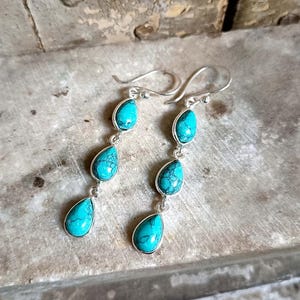 Handmade Turquoise Sterling Silver Dangle Earrings