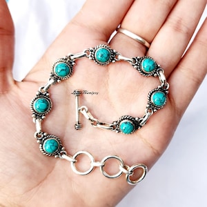 Handmade Turquoise Bracelet: 925 Sterling Silver Statement Jewelry