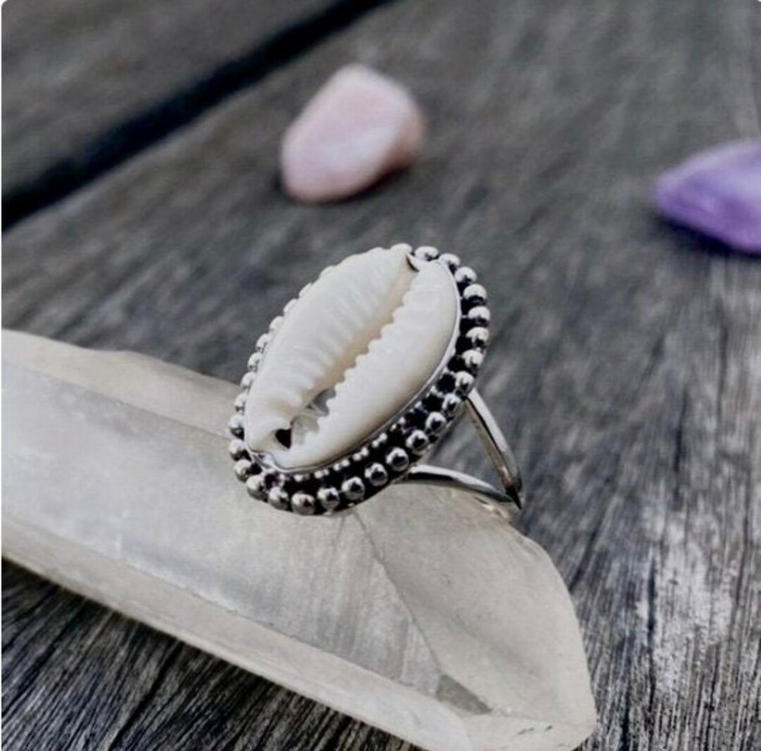 Shell Ring Silver Handmade Sterling Silver Cowrie Shell Ring: Boho Stacking Ring - Etsy