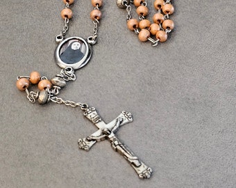 Rosario de cuentas de madera de 5 mm El rosario está hecho completamente a mano Se puede usar