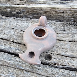 Handmade Authentic Clay Oil Lamp, Traditional Craftsmanship from Jerusalem, Timeless Decor or Faith-Inspired Gift Idea