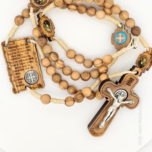 St. Benedict Rosary Handmade olive wood Can be worn