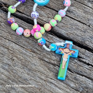 Blue Rosary necklace for kids 6mm fimo beads