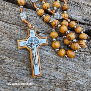 Heiliges Land Handmade Holz Rosenkranz 10 mm Perlen zu tragen Großes Kreuz aus Olivenholz