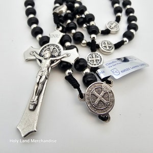 Jeusalem Rosary Saint Benedict Black wood With bracket  Can be worn
