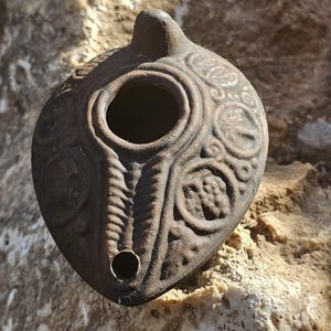 Hand made Clay oil lamp from Jerusalem the Holy Land
