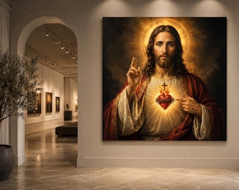 Sacred Heart of Jesus Wall Art, Catholic Jesus Printable, Sacred Heart Digital Download, Catholic Prayer Room Decor, Home Altar Print