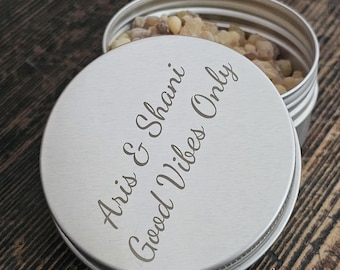 Personalized engraved metal box, 20gram pack Holy land Frankincense incense , 100% Pure Natural Organic