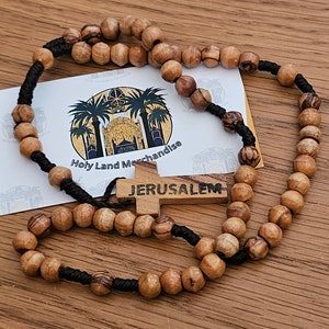 Olive wood rosary with Jerusalem cross Handmade Made in Bethlehem