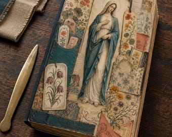 Virgin Mary Junk Journal Printable, Art Nouveau Marian Ephemera, Catholic Devotional Folio Digital Download