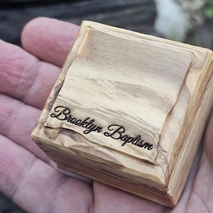 Personalized Olive Wood Ring Box | Holy Land Keepsake | Compact ring box