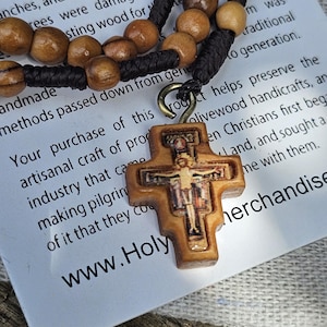 San Damiano Olive Wood Rosary – Handcrafted Bethlehem Prayer Beads with Iconic Crucifix | Holy Land Gift