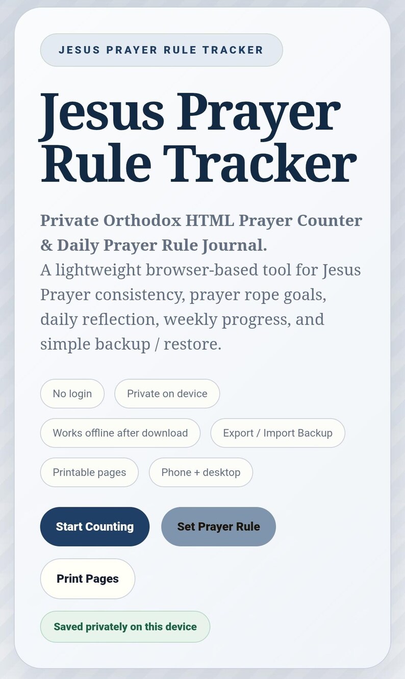 Gui Exercises In Html And Javascript Jesus Prayer Rule Tracker HTML, Orthodox Prayer Counter, Daily Prayer ...