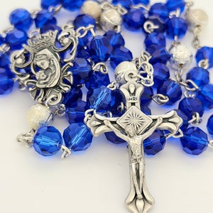 Blue crystal rosary 8mm beads Can be worn