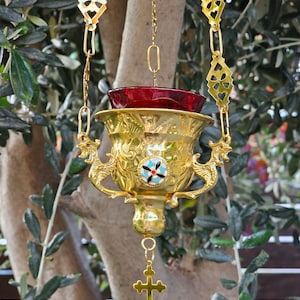 Orthodox Style Thurible, Stunning Hand Painted Brass Cross, Ideal for Burning Incense, Unique Gift for Christian Celebration