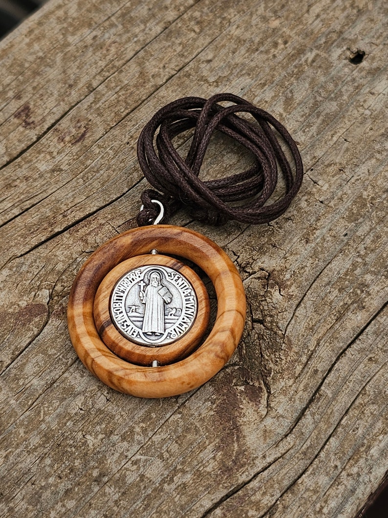 St Benedict Medal Pendant Olive Wood Etsy Australia