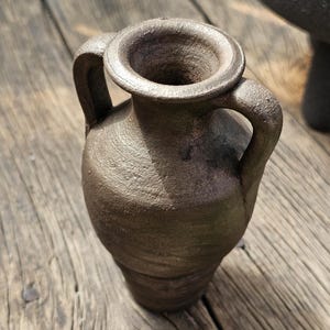 Replika wazonu z gliny biblijnej w kolorze brązu – starożytne naczynie w stylu amfory Ziemi Świętej – ręcznie robiona dekoracja ceramiczna – chrześcijański prezent z Jerozolimy