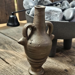 Replika wazonu z gliny biblijnej w kolorze brązu – starożytne naczynie w stylu amfory Ziemi Świętej – ręcznie robiona dekoracja ceramiczna – chrześcijański prezent z Jerozolimy