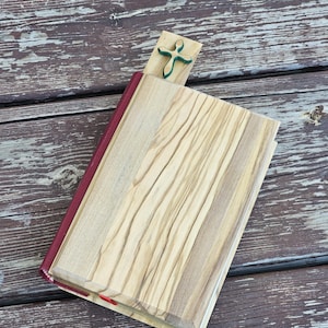 Olive Wood Bible & Bookmark Set | Handmade in Bethlehem | King James Version | Wooden Cross Bookmark | Christian Gift from Holy Land
